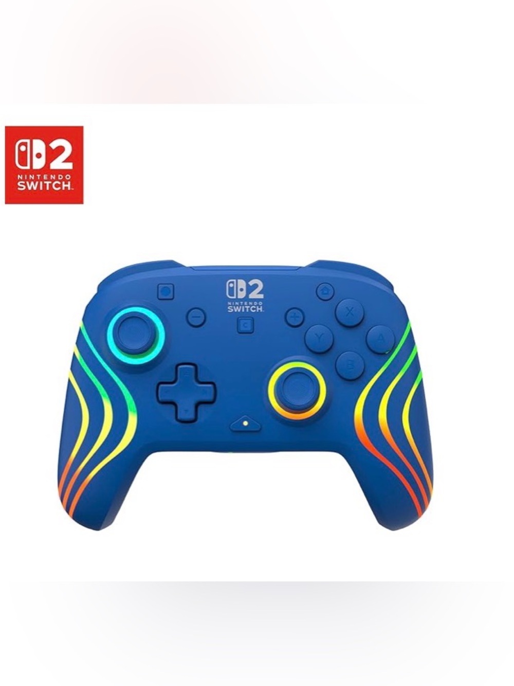 Nintendo Switch 2 Blue Wireless Controller with Neon Green and Yellow Accents